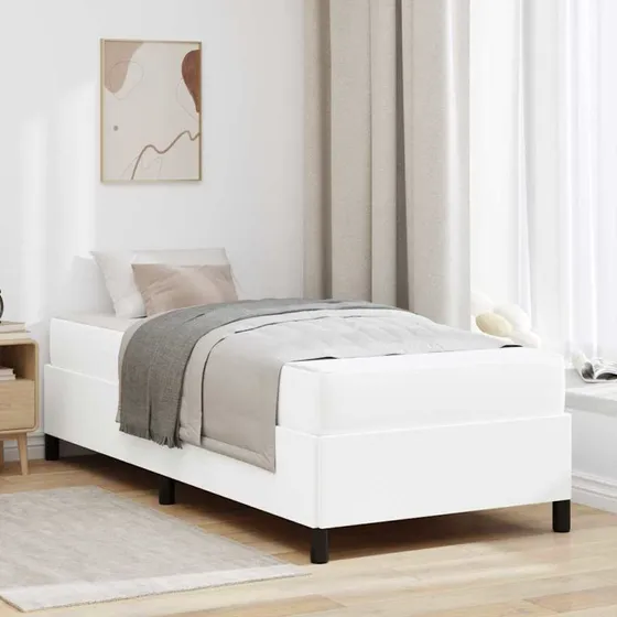 vidaXL Sengestel med Madras Hvid 90 x 190 cm Stof