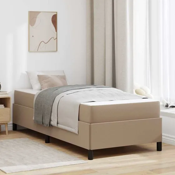 vidaXL Sengestel med Madras Cappuccino 90 x 200 cm Stof