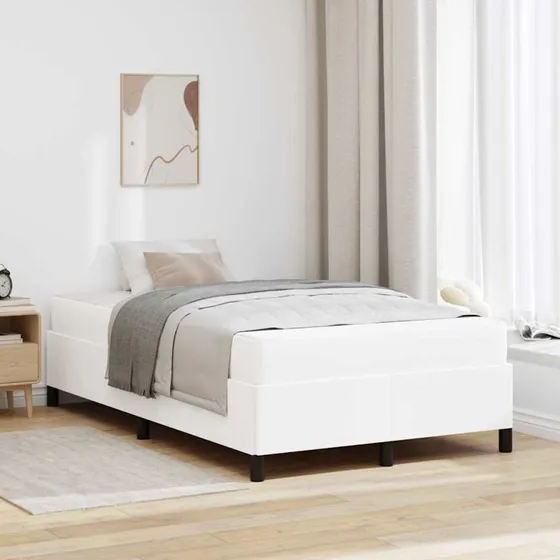 vidaXL Sengestel med Madras Hvid 120 x 200 cm Stof