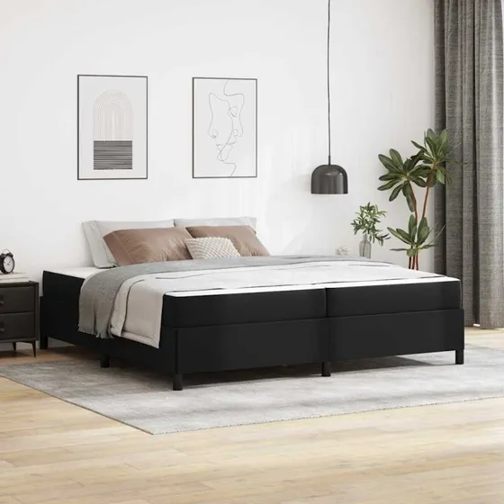vidaXL Sengestel med Madras Sort 200 x 200 cm Stof