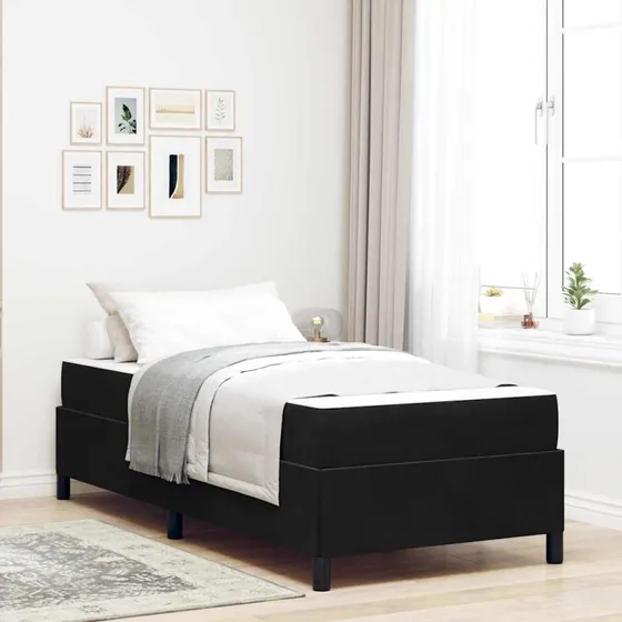 vidaXL Sengestel med madras, Sort 90 x 200 cm, Stof