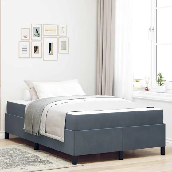 vidaXL Sengestel med Madras Mørkegrå 120x190 cm Stof