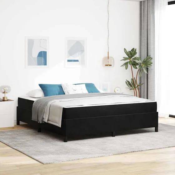 vidaXL Sengestel med Madras Sort 180 x 200 cm Stof