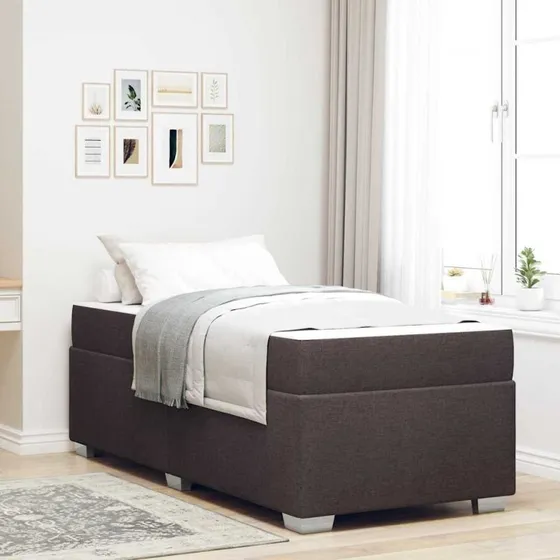 vidaXL Sengestel med Madras Mørk Brun 80 x 200 cm Stof
