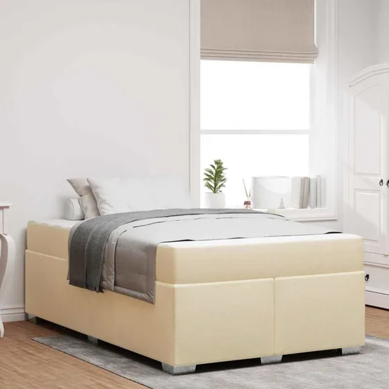 vidaXL Sengestel med madras Creme 120 x 190 cm Stof