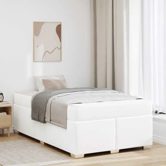 vidaXL Sengestel med Madras Hvid 120 x 200 cm Stof