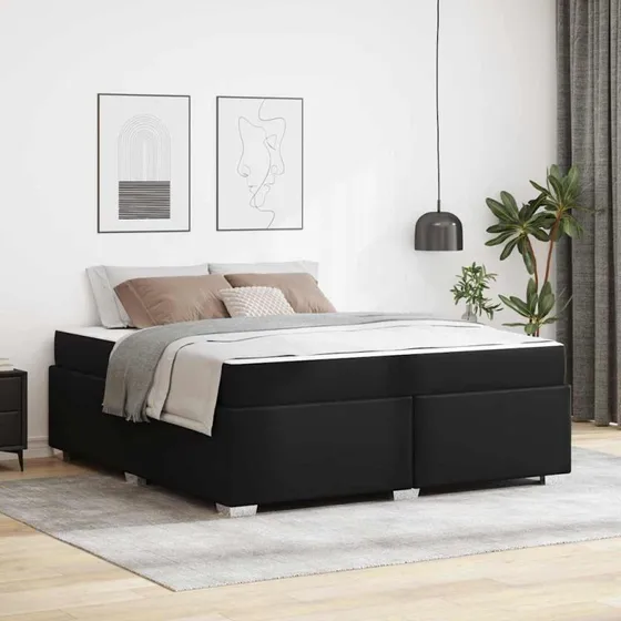 vidaXL Sengestel med Madras, Sort, 180 x 200 cm, Stof