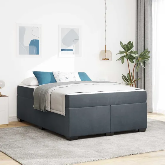 vidaXL Sengestel med madras Mørkegrå 140x200 cm