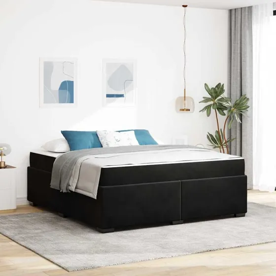 vidaXL Sengestel med madras Sort 180x200 cm Fløjl