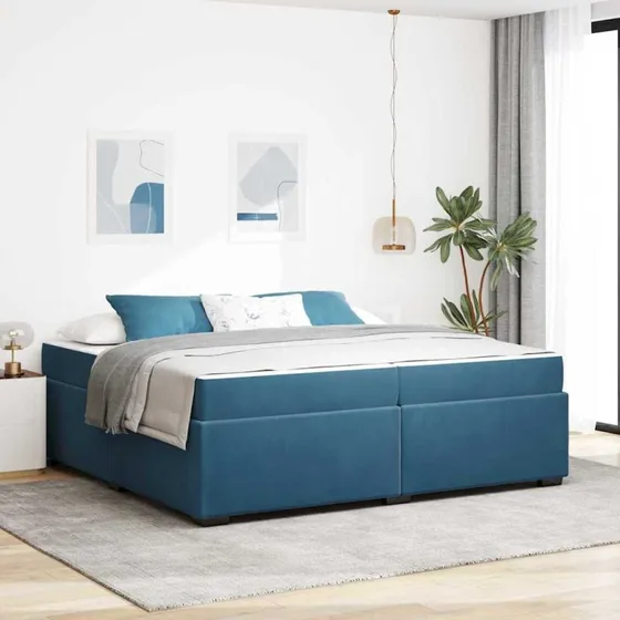 vidaXL Sengestel med Madras Mørk Blå 200x200 cm