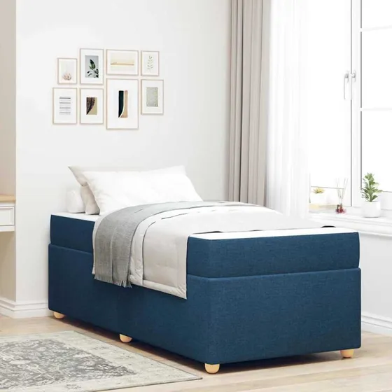 vidaXL Sengestel med Madras Blå 80 x 200 cm Stof
