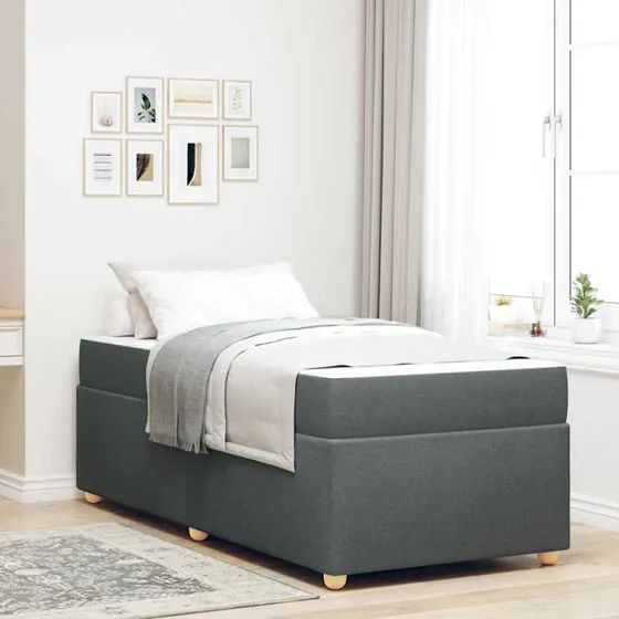 vidaXL Sengestel med Madras 90 x 200 cm Mørkegrå