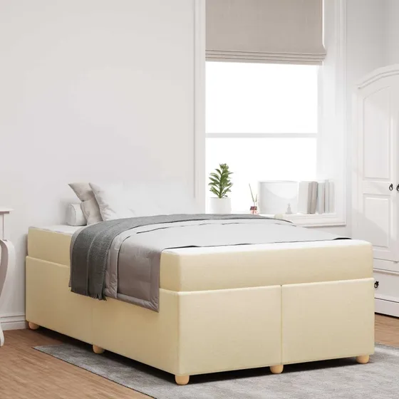 vidaXL Sengestel med Madras Creme 120 x 190 cm Stof
