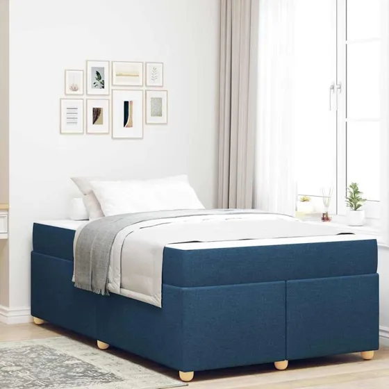vidaXL Sengestel med Madras Blå 120 x 190 cm Stof