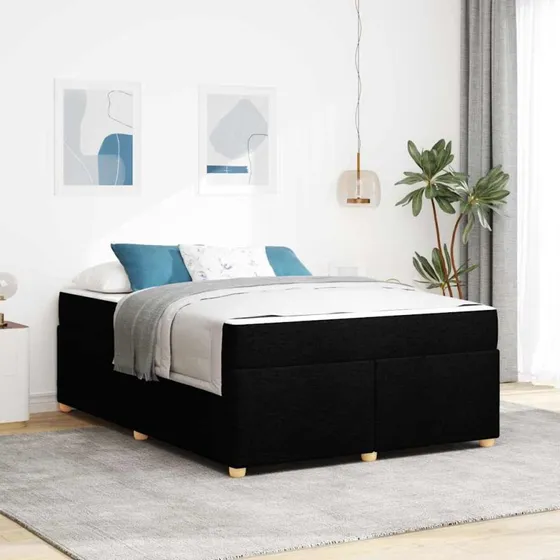 vidaXL Sengestel med madras Sort 140x200 cm Stof