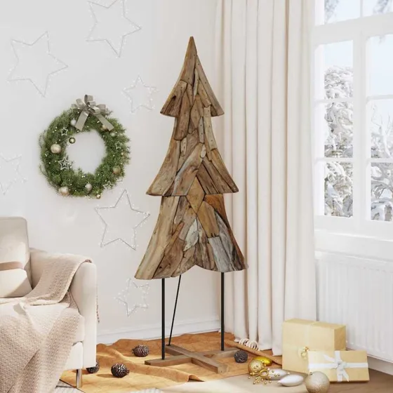 vidaXL Juletræ med stativ, Brun, 181,5 cm, massivt teaktræ