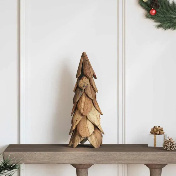 vidaXL Juletræ med stativ, Brun, 51 cm, massivt teaktræ