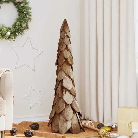 vidaXL Juletræ med stativ, Brun, 111 cm, massivt teaktræ
