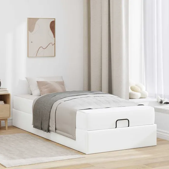 vidaXL Sengeramme med madras 2 stk Hvid PVC