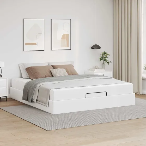 vidaXL Sengeramme med Madras 160x200 cm Hvid PVC