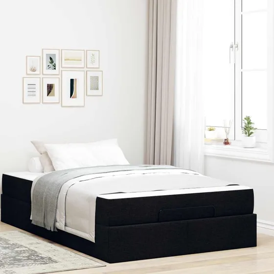 vidaXL Sengeramme med Madras 120x200 cm Sort Stof