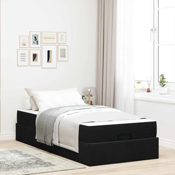 vidaXL Sengeramme med Madras 80x200 cm Sort Fløjl