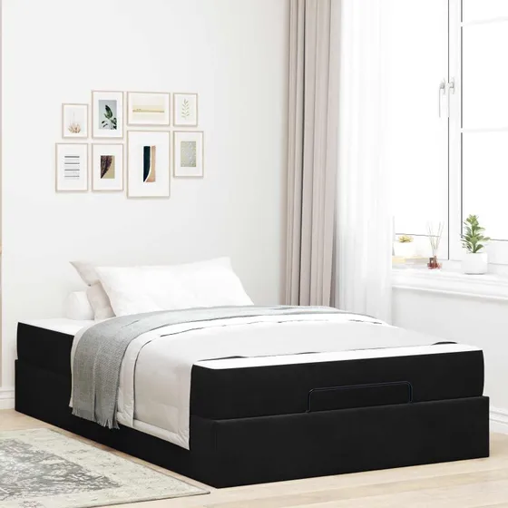 vidaXL Sengeramme med Madras 120x190 cm Sort Fløjl