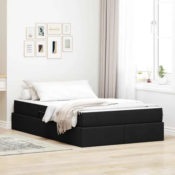 vidaXL Seng med opbevaring, 120 x 200 cm, sort