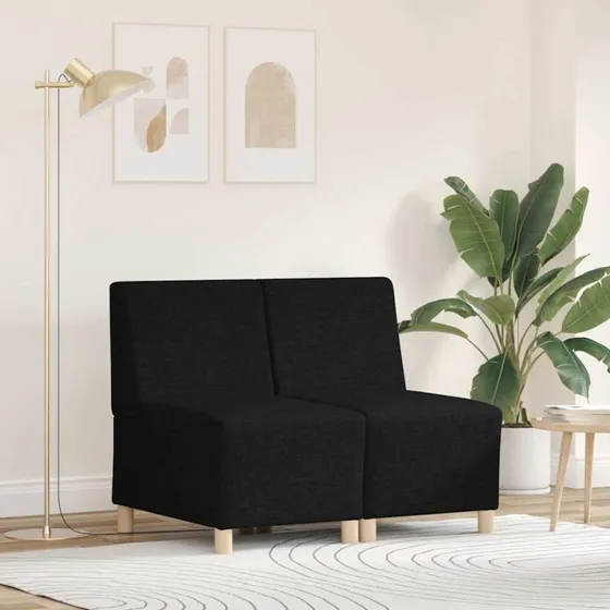 vidaXL Modulsofa Enhed Uden Arme 2 stk Sort 55 x 74 x 82 cm