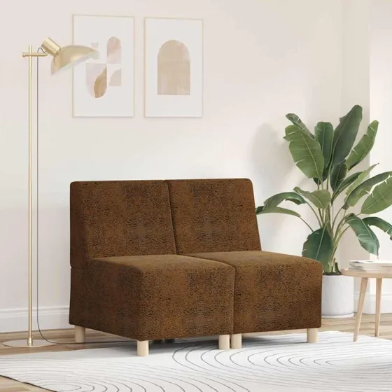 vidaXL Modulsofa Enhed Uden Arme 2 Stk Brun 55x74x82 cm