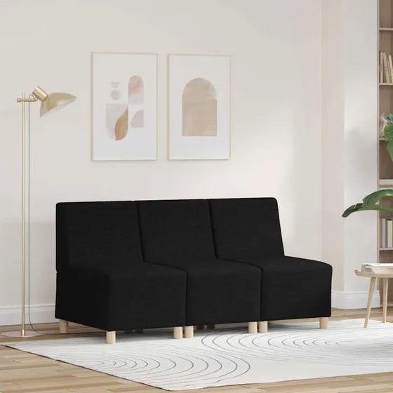 vidaXL Modulsofa Enhed Uden Arme 3-del 55 x 74 x 82 cm Sort Stof
