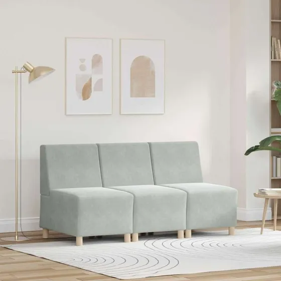 vidaXL Modulsofa Enhed Uden Arme 3 Del 55x74x82 cm Lysegrå Fløjl