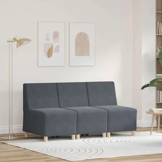 vidaXL Modulsofa Enhed Uden Arme 3 Del 55x74x82 cm Mørkegrå Fløjl