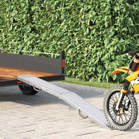 vidaXL Foldbar Rampe 200kg Sølv 186 x 23 x 4,5 cm