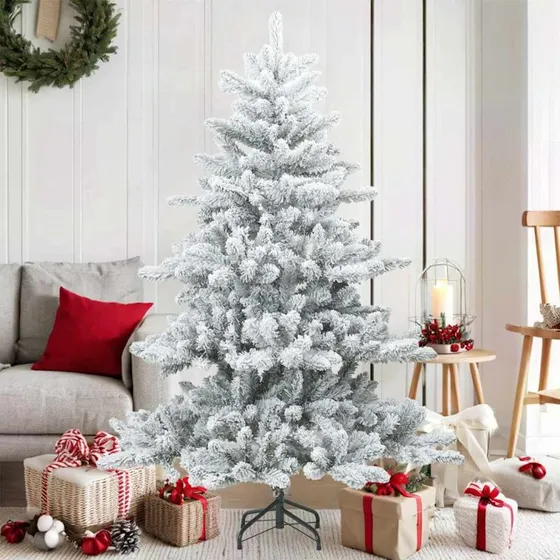 vidaXL Kunstigt bøjelig juletræ, hvid, 150 cm, PVC & stål
