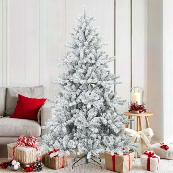 vidaXL Kunstigt bøjelig juletræ hvid 180 cm PVC, stål