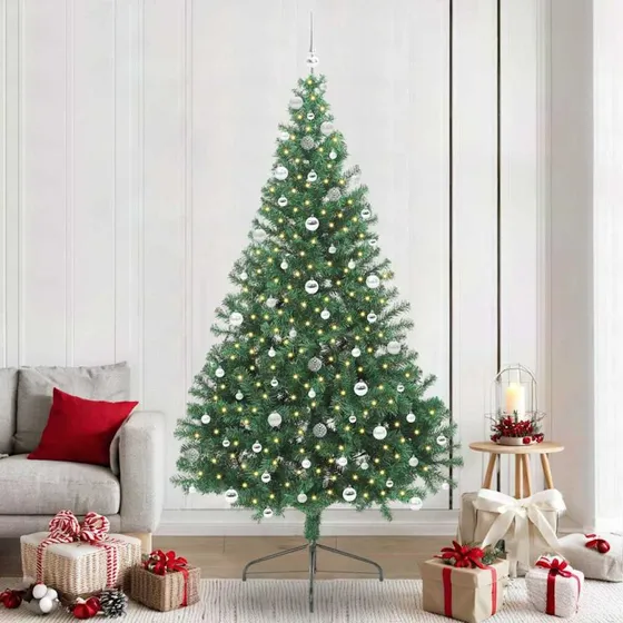vidaXL Kunstig Forbelyst Juletræ 240 cm Grøn med 300 LED'er