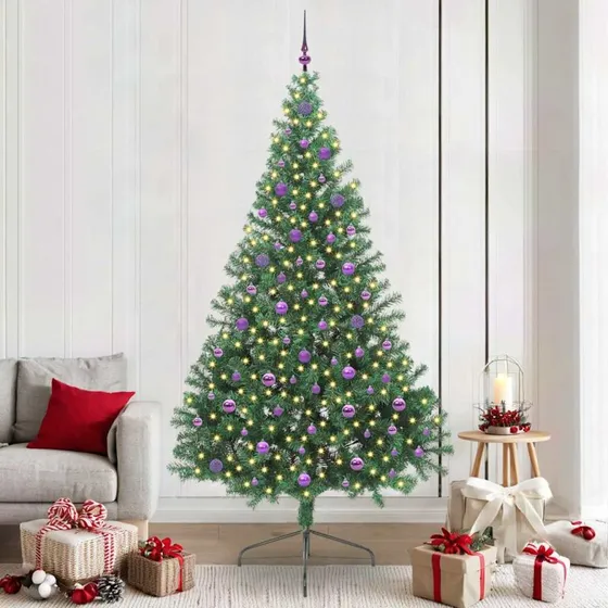 vidaXL Kunstig Forbelyst Juletræ 240 cm Grøn med 300 LED'er
