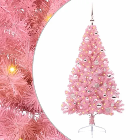 vidaXL Kunstig Juletræ 150 cm Lyserød med 150 LED'er