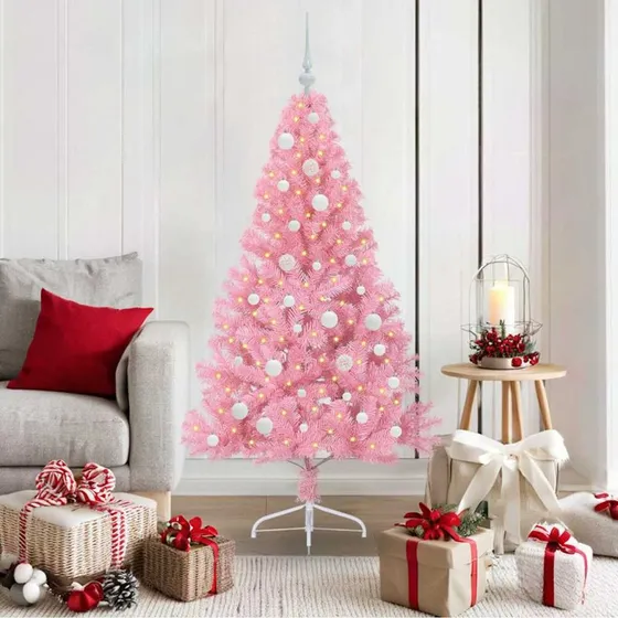 vidaXL Kunstig Juletræ 150 cm Lyserød med 150 LED'er