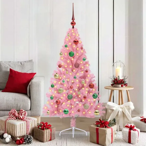 vidaXL Kunstig Juletræ 150 cm Lyserødt med 150 LED'er