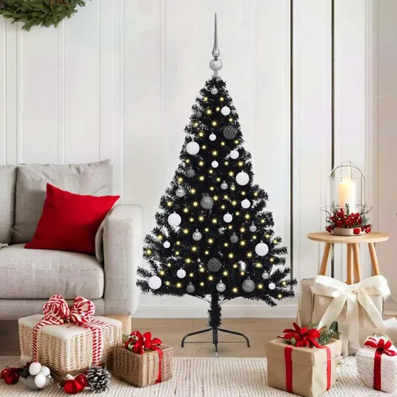 vidaXL Kunstig Juletræ 150 cm Sort med 150 LED'er