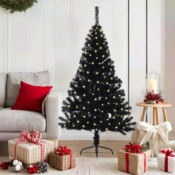 vidaXL Kunstig Juletræ 150 cm Sort med 150 LED'er