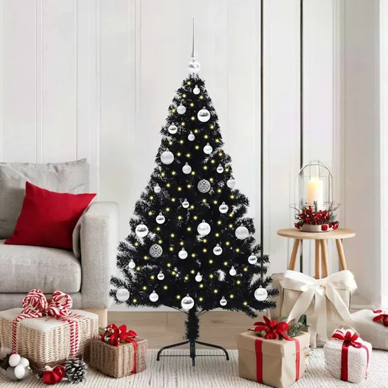 vidaXL Kunstig Juletræ 150 cm Sort med 150 LED'er