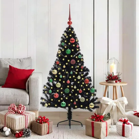 vidaXL Kunstig Juletræ 150 cm Sort med 150 LED'er