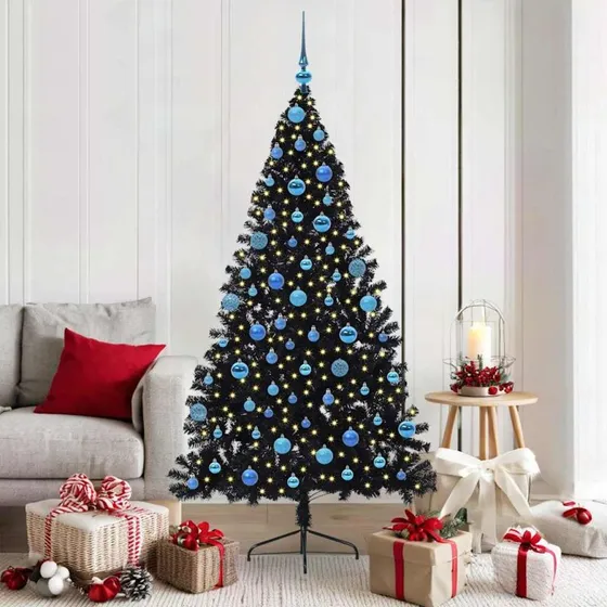 vidaXL Kunstig Juletræ 180 cm Sort med 300 LED'er