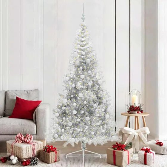 vidaXL Kunstig Juletræ 210 cm Sølv med 300 LED'er