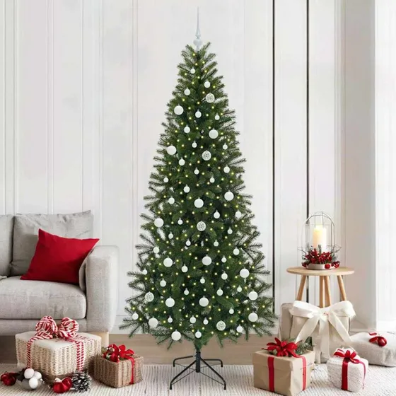 vidaXL Kunstigt juletræ 210 cm med 300 LED'er Grønt