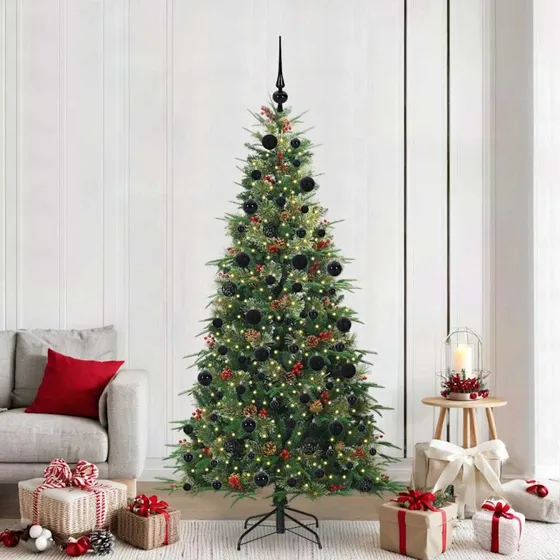 vidaXL Kunstigt Hinged Juletræ 210 cm Grønt med 300 LED'er
