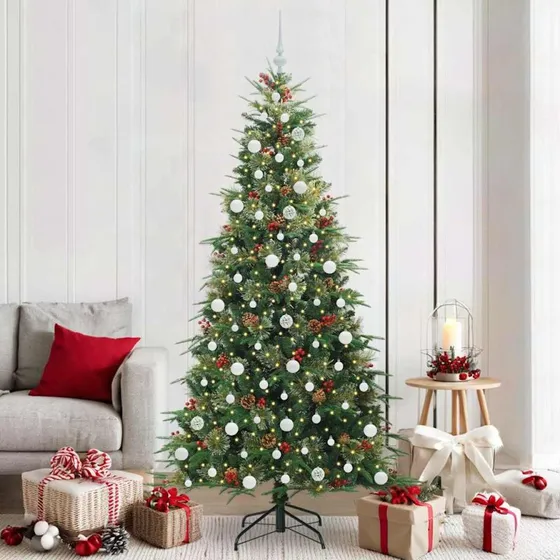 vidaXL Kunstigt Hinged Juletræ 210 cm Grønt med 300 LED'er